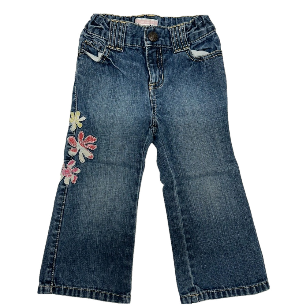 3/20$ Old Navy toddler girl blue embroidered denim/jeans size 2T